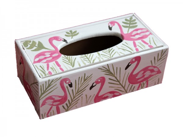 Cutie din lemn pentru servetele- Flamingo